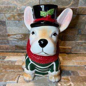 French Bulldog Puppy Ceramic Holiday Treat Jar